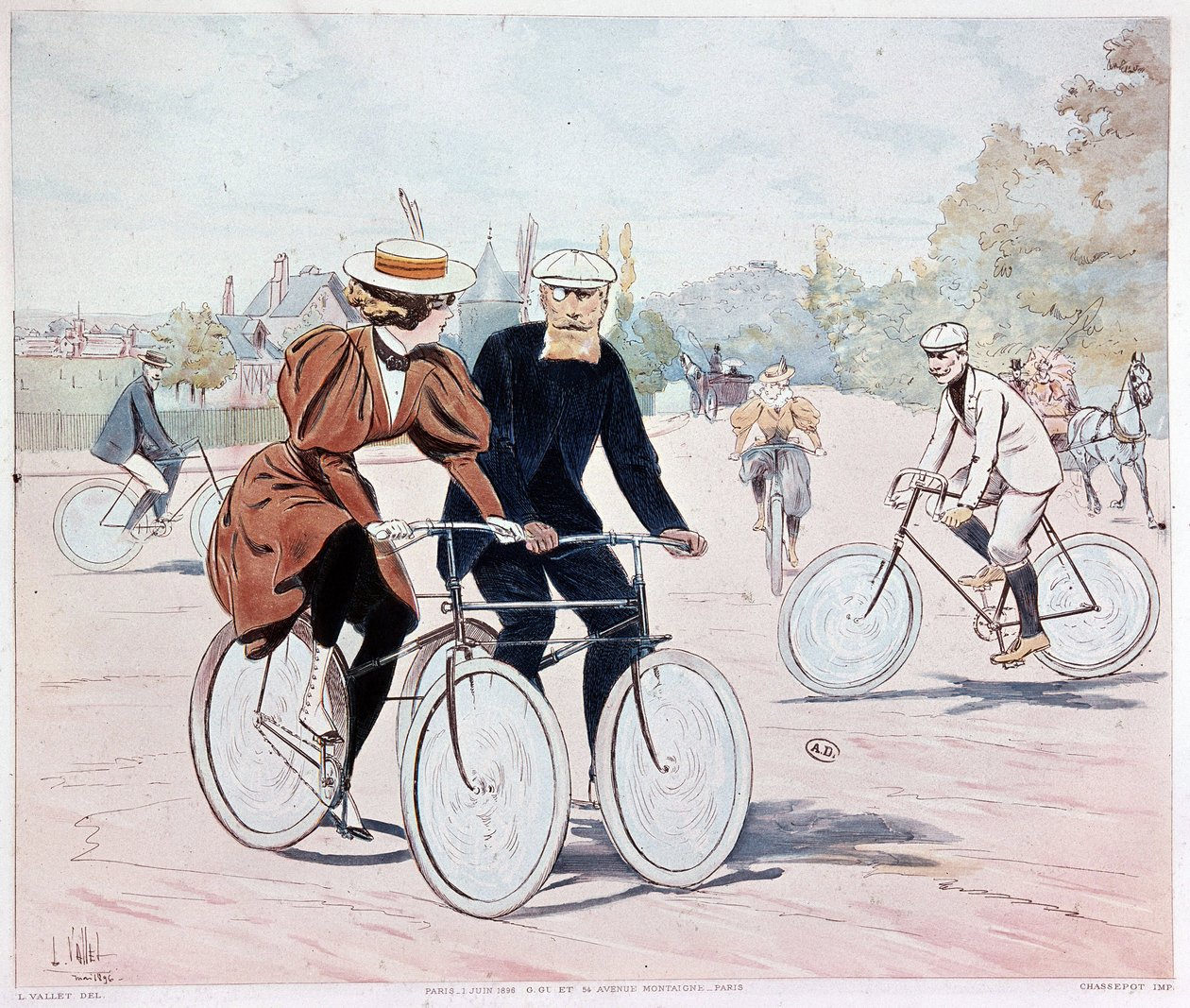 Tandem - piirustus L. Vallet tekijältä Louis Vallet