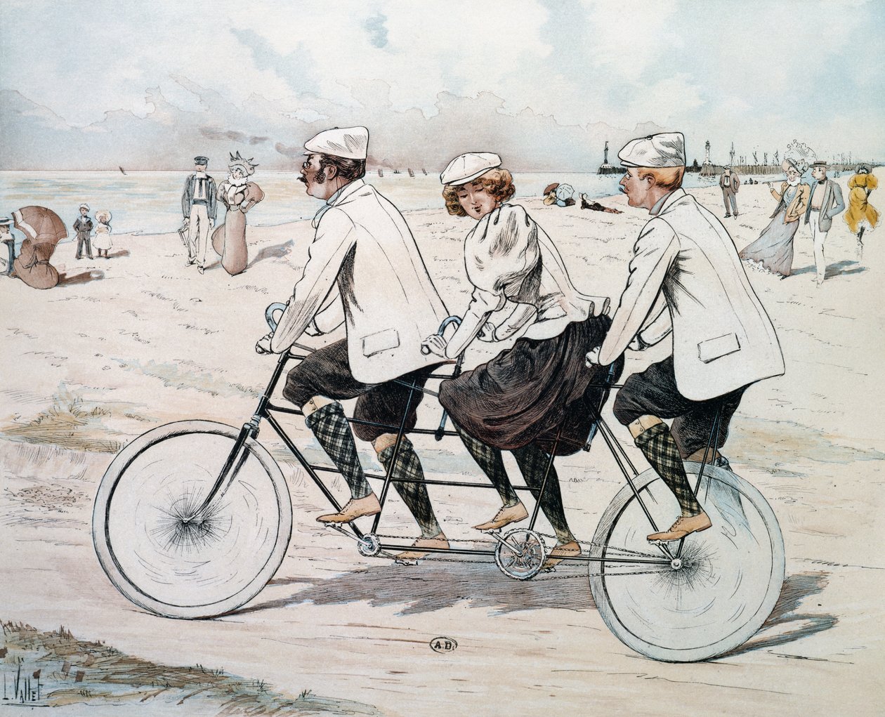 Kolmipaikkainen tandem vesillä tekijältä Louis Vallet