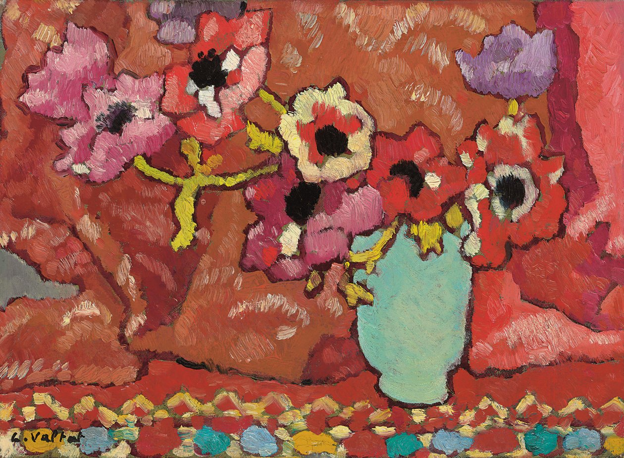 Anêmonas em Jarro Verde; Anemones au pichet vert, c.1940 (óleo sobre tela) finlandês tekijältä Louis Valtat