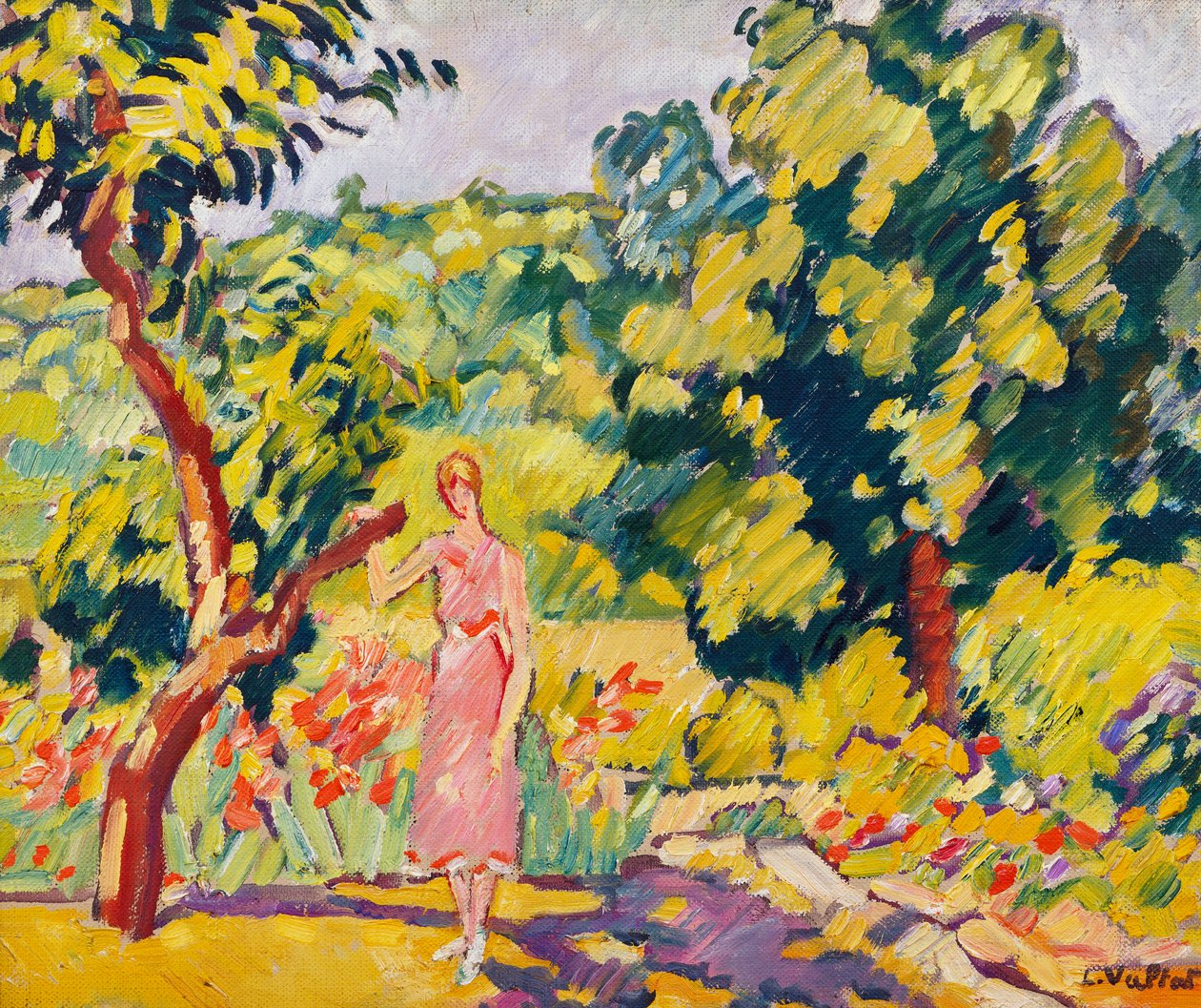 Choiselin taiteilijapuutarhassa, n. 1935 (öljy kankaalle) tekijältä Louis Valtat