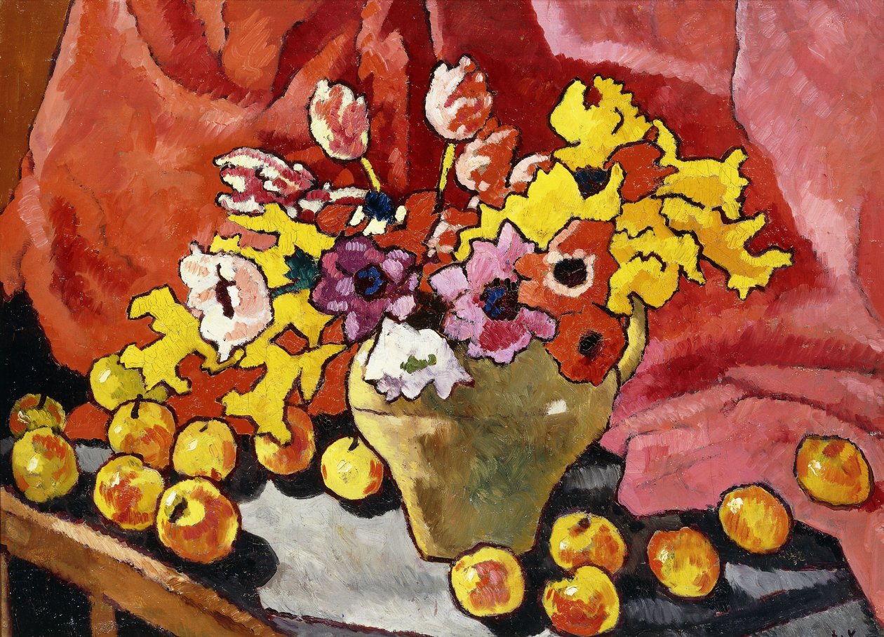 Kannu, Anemones, Tulppaanit ja omenat; Kannu, vuokot, tulppaanit ja omenat tekijältä Louis Valtat