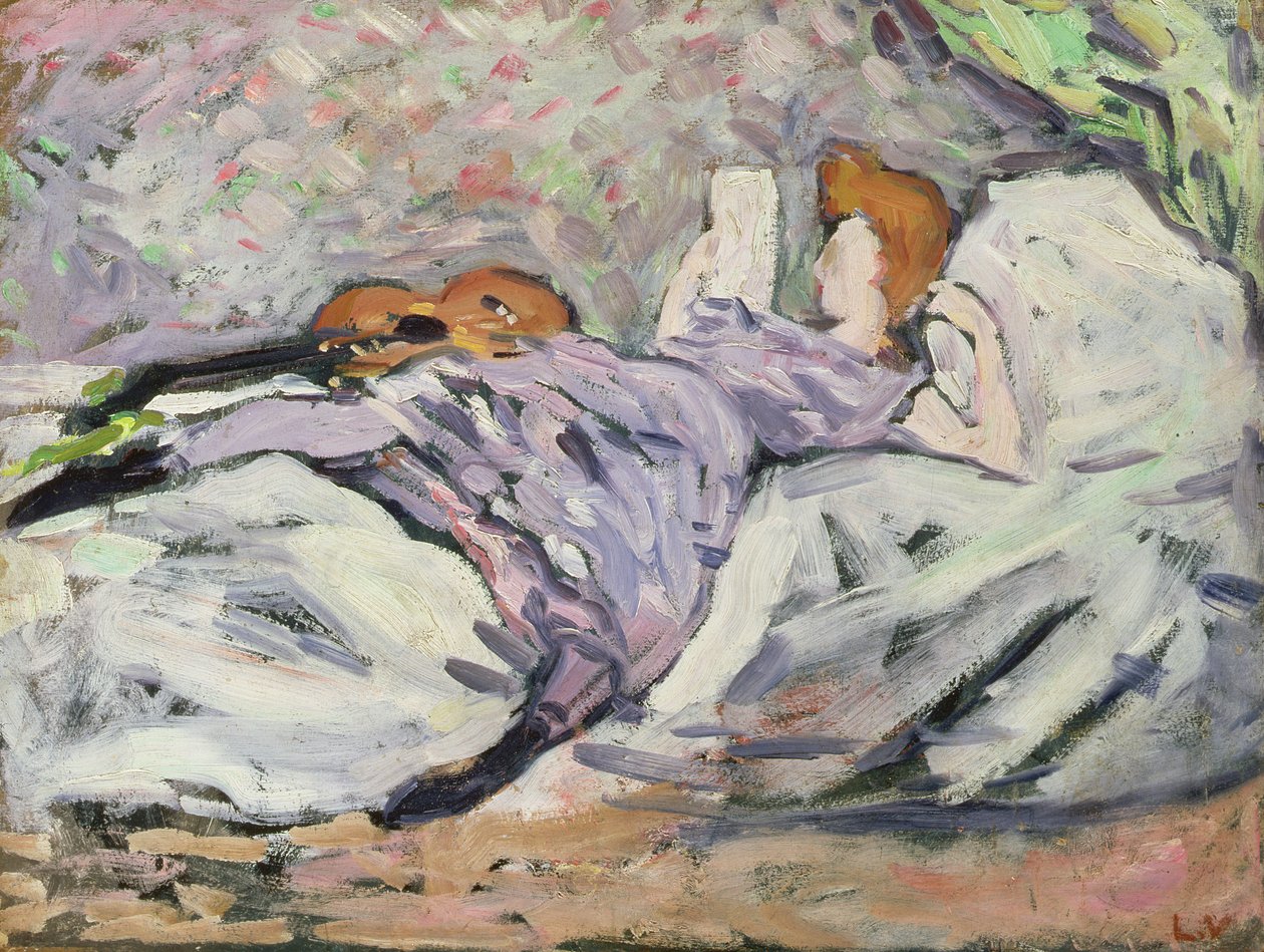 Makaava nainen lukee (öljy kankaalle) tekijältä Louis Valtat