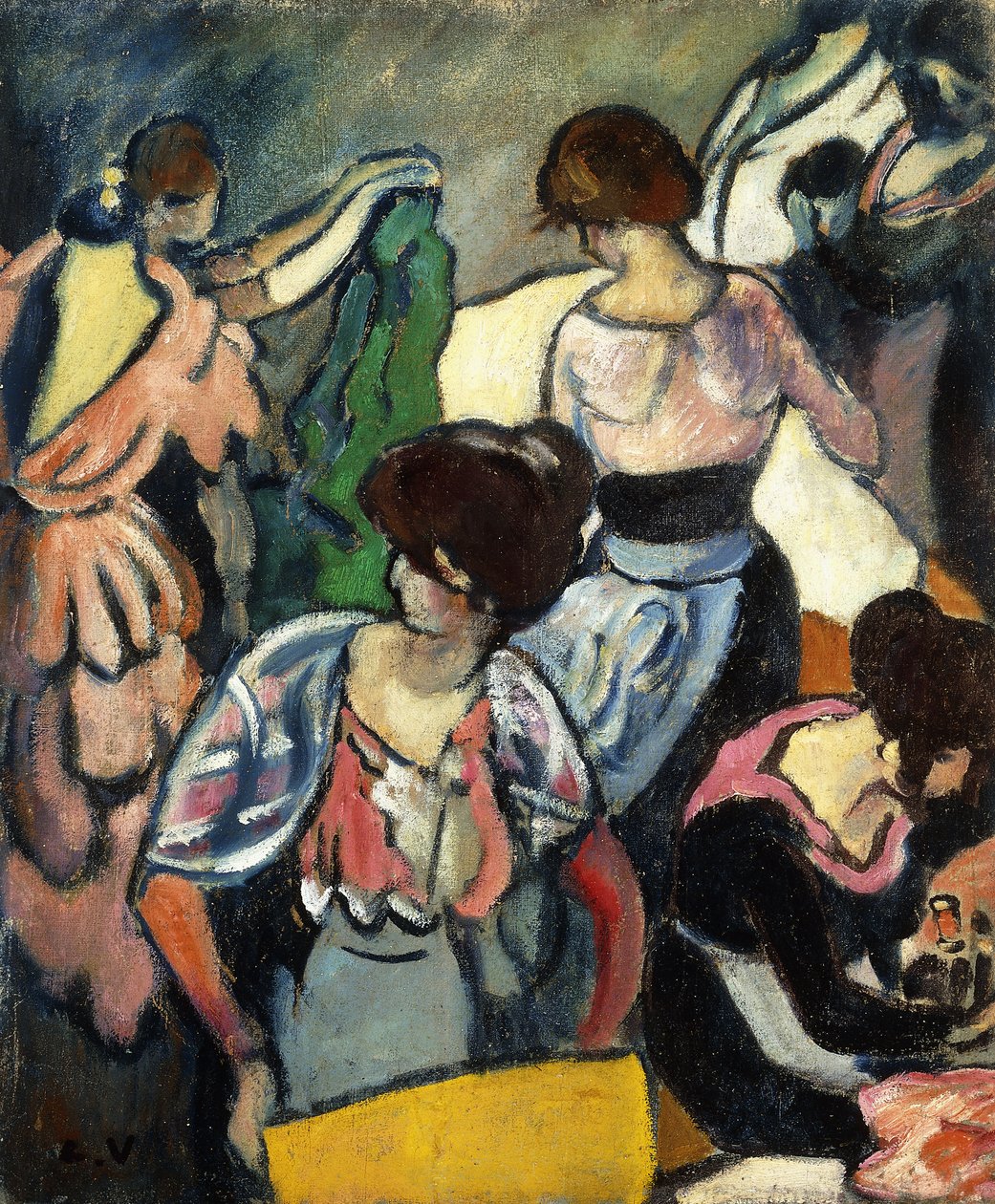 Ompeluhuone; Le Salon de Couture, n. 1920 (öljy kankaalle) tekijältä Louis Valtat