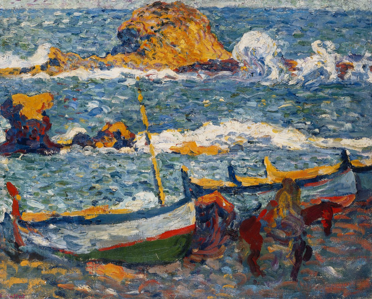 Lakko Llancassa, Espanjassa; La Greve de Llanca, Espanja, n. 1896 (öljy kankaalle) tekijältä Louis Valtat