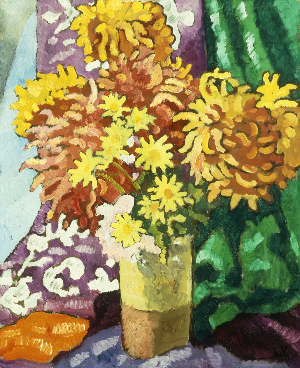 Dahlia-maljakko, n. 1935 (öljy kankaalle) tekijältä Louis Valtat