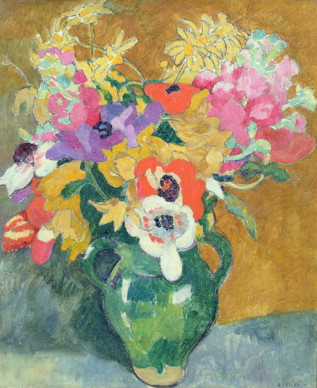 Kukkimaljakko, n. 1925 (öljy kankaalle) tekijältä Louis Valtat