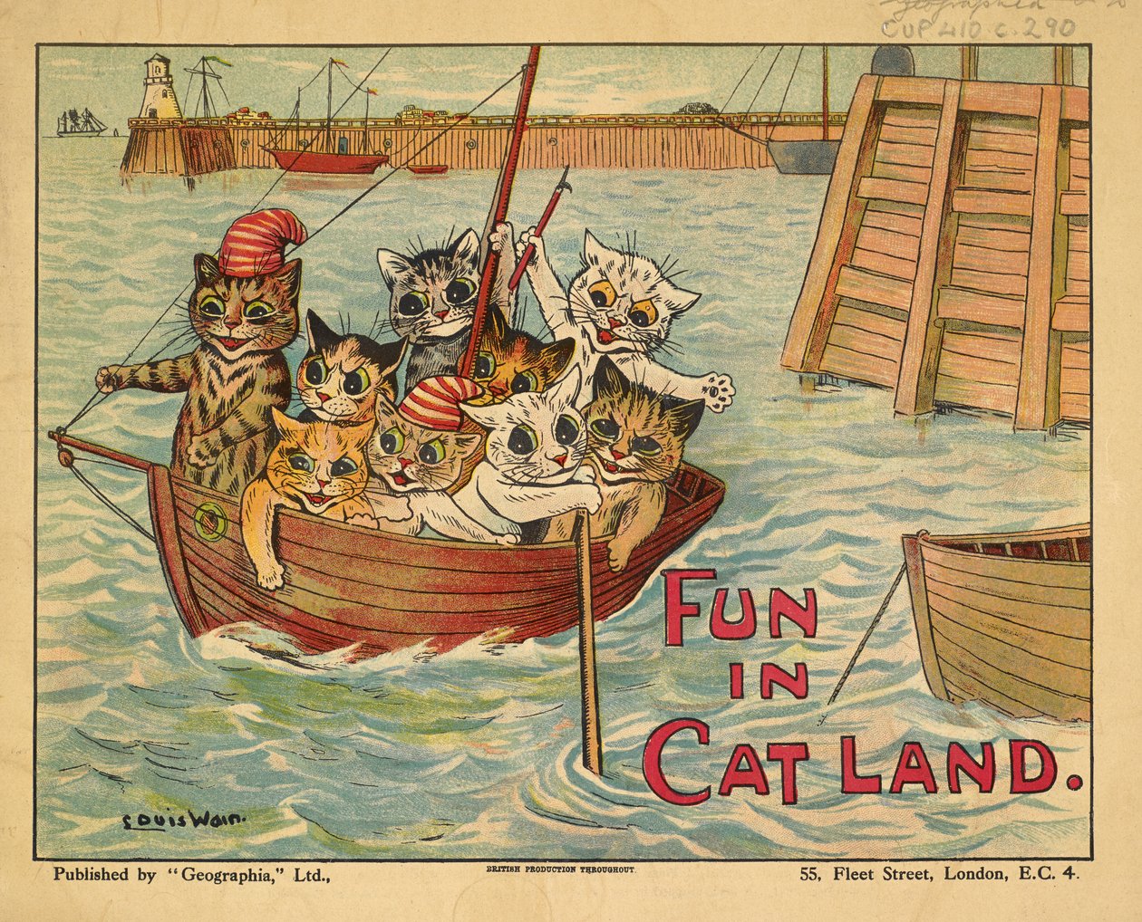 Kissat veneessä. tekijältä Louis Wain