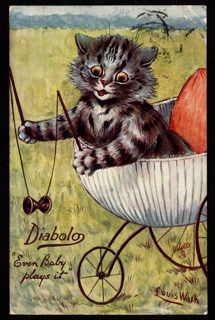 Diabolo. Jopa vauva pelaa sitä. Animaux en posture d