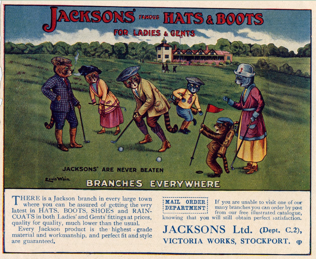Jacksonin hatut ja saappaat, 1910-1920 tekijältä Louis Wain