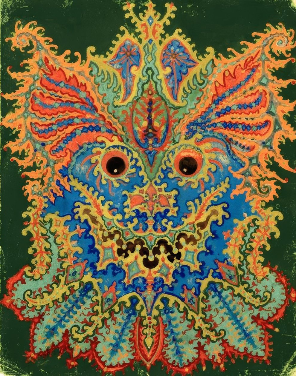 Kaleidoskop-Katzen: Katzenmuster auf Grün tekijältä Louis Wain