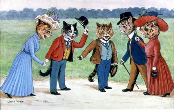 Promenading kissat tekijältä Louis Wain
