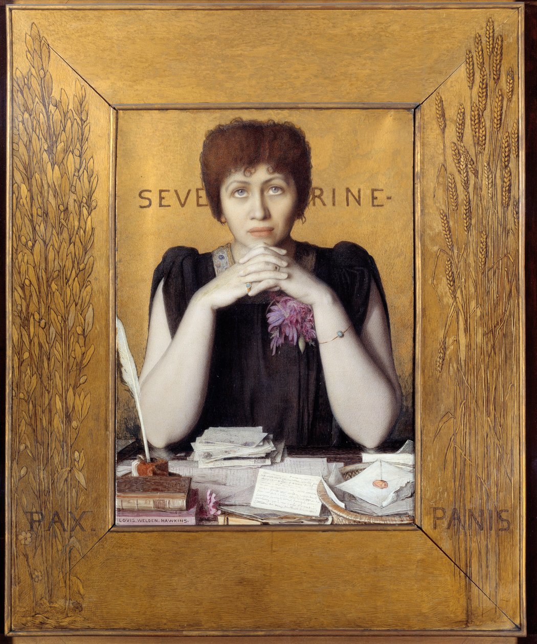 Caroline Remyn muotokuva nimeltä Severine (1855 - 1929), ranskalainen toimittaja. Louis Welden Hawkinsin (1849 - 1910) maalaus Ec. Ang tekijältä Louis Welden Hawkins