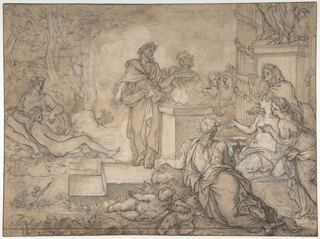 Jupiterin patsaan eteen uhrattu uhri, 1600-luku. tekijältä Louis de Boullogne