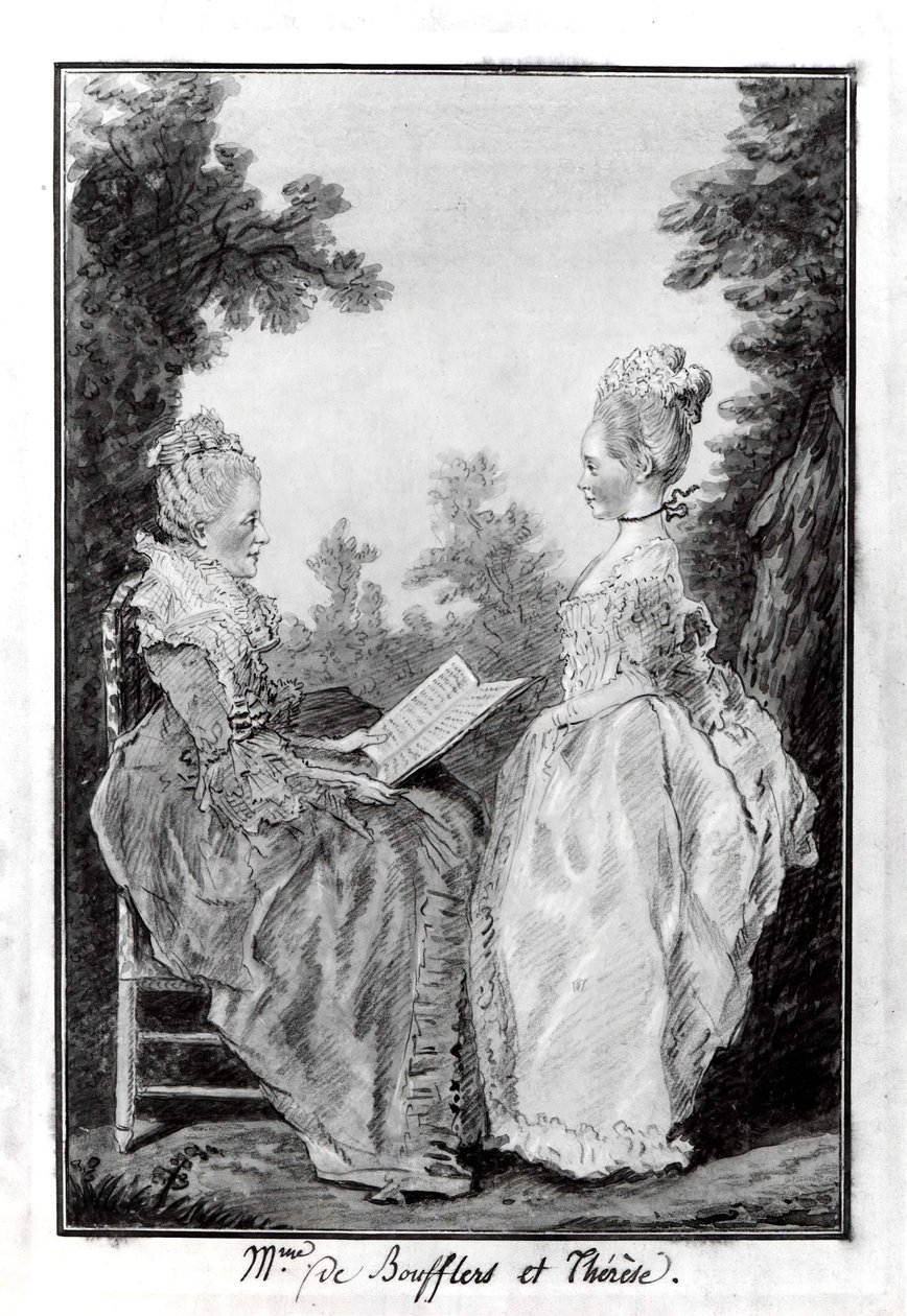 Madame la Comtesse de Boufflers ja Thérèse, 1760-luvun puoliväli. tekijältä Louis de Carmontelle