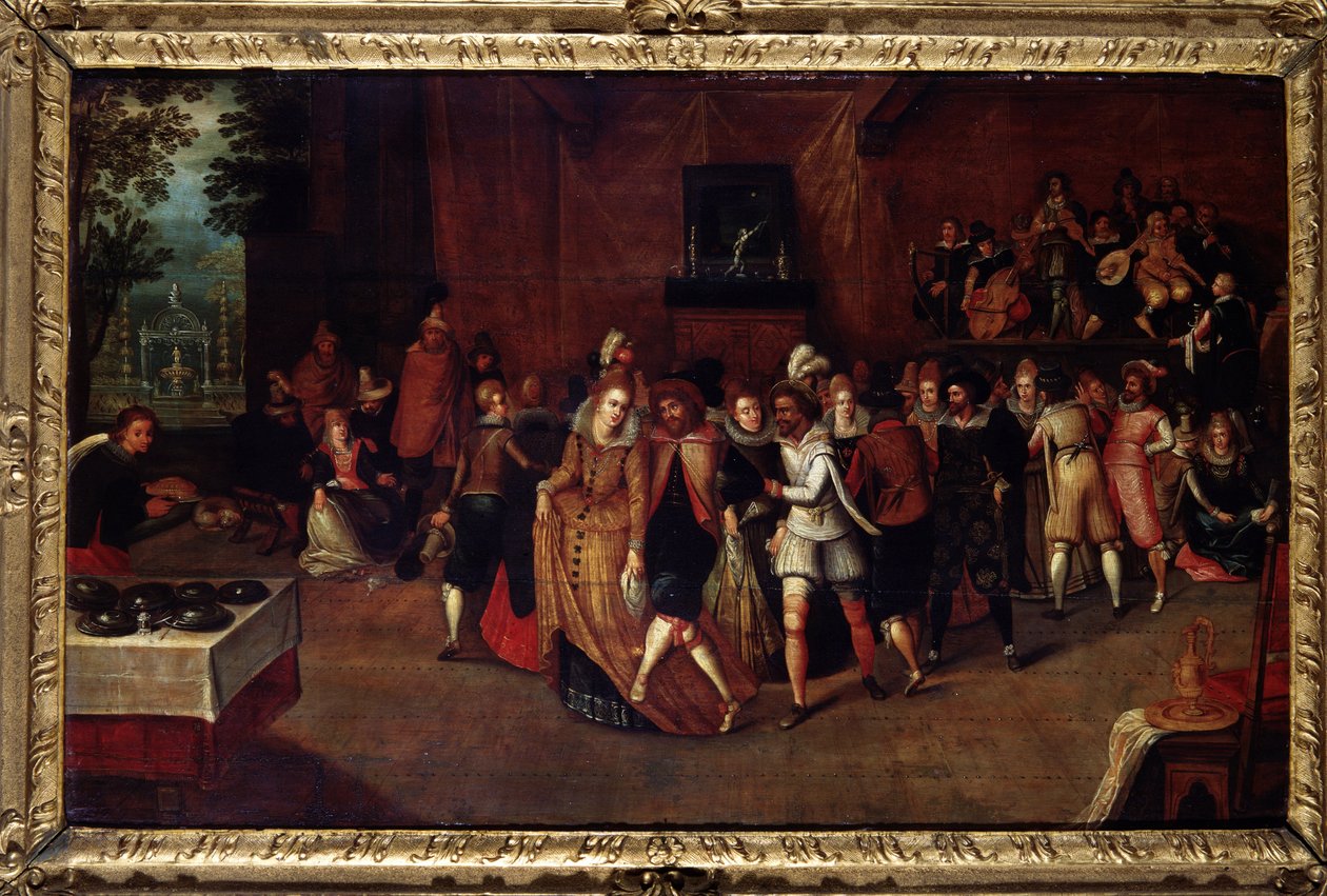 Juhla Henrik III:n aikaan, aiemmin nimeltään "Juhla Henrik III:n hovissa", noin 1580. Louis de Cauleryn (Caullery) (tunnetaan Leningradin luonnoskirjan mestarina) ansioitunut maalaus (n. 1580) -noin 1621). 1500-luvun loppu. Musee tekijältä Louis de Caulery