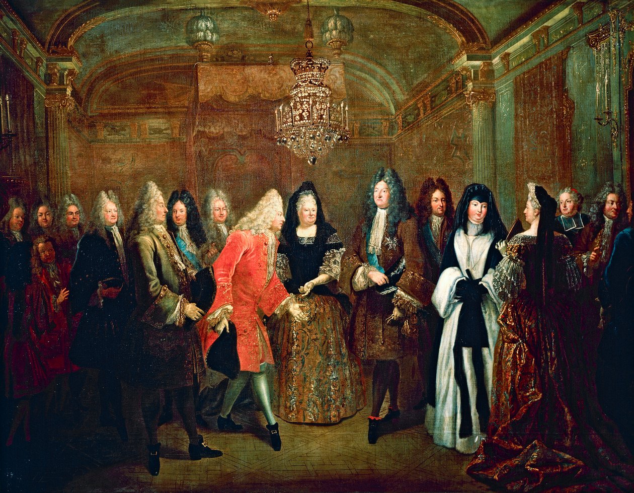 Ludvig XIV vastaanottaa Saksin vaaliruhtinas Frederick Augustus II:n Fontainebleaussa 27. syyskuuta tekijältä Louis de Silvestre