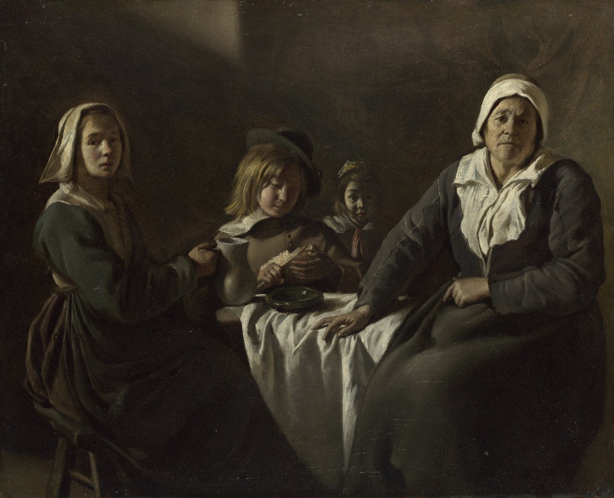 Neljä hahmoa pöydässä, c. 1643 tekijältä Louis le Nain