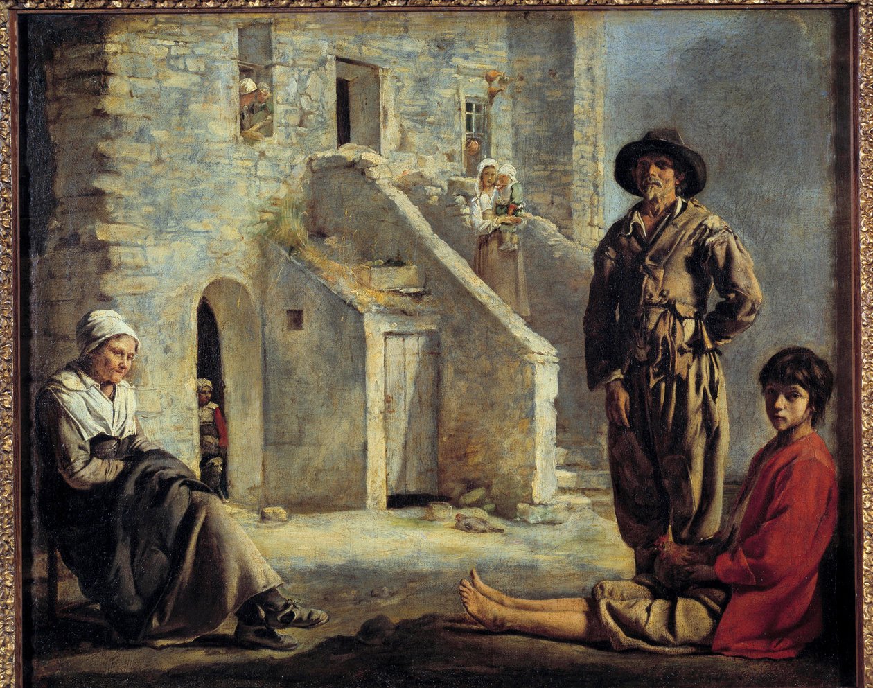 Talonpojat talonsa edessä. Louis Le Nainin (1593-1648) maalaus tekijältä Louis le Nain