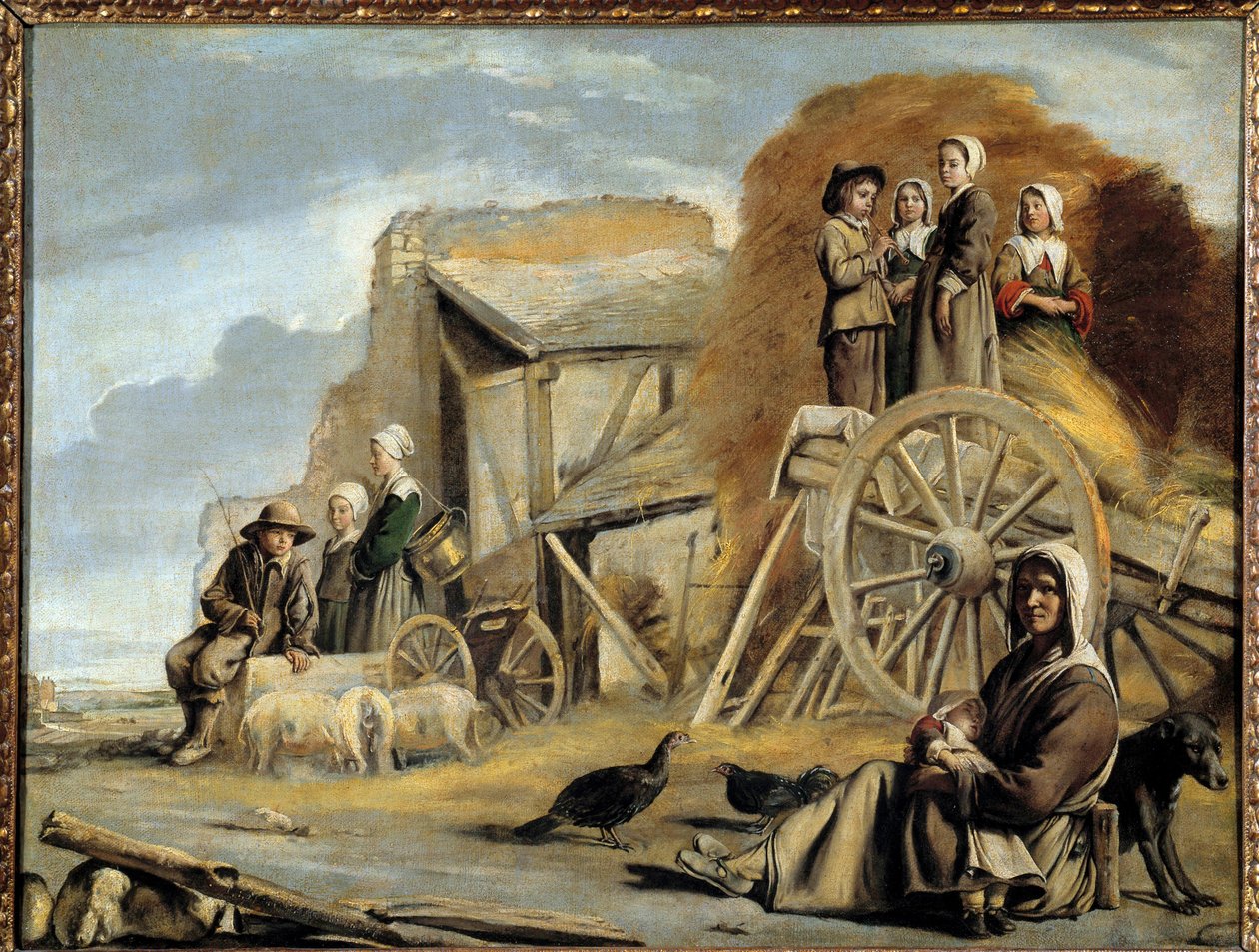 Kärry tai heinän palautus Louis Le Nainin (1593-1648) maalaus tekijältä Louis le Nain