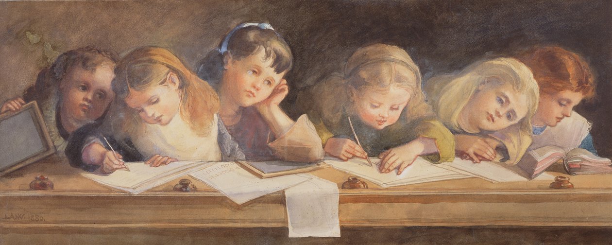 Kirjoitustunti, 1880 tekijältä Louisa Anne Waterford