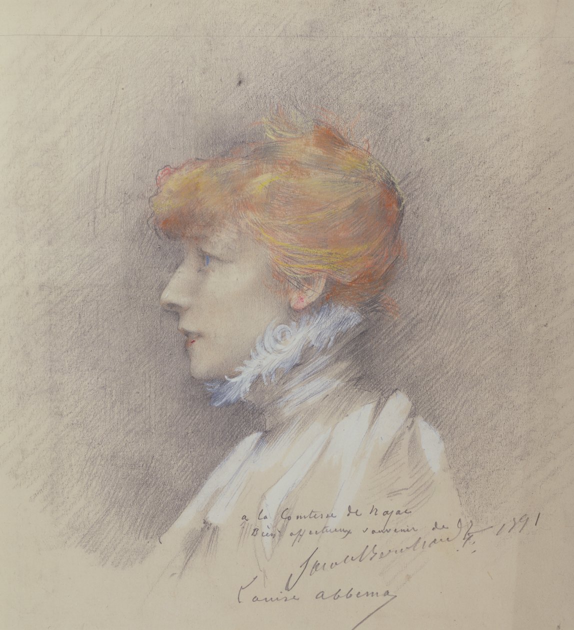 Sarah Bernhardt (1844-1923) 1891 (pastelli paperille) tekijältä Louise Abbéma