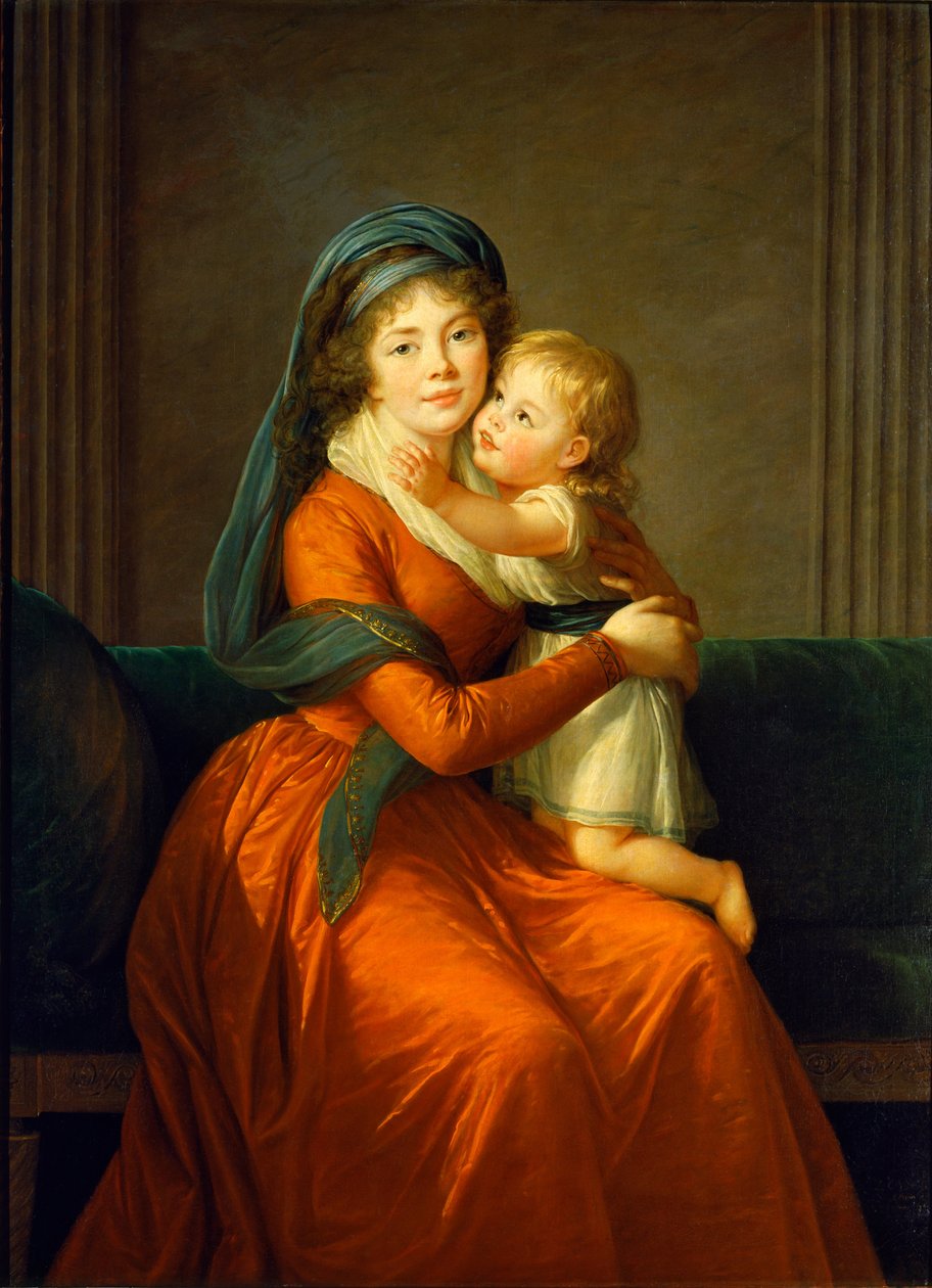 Muotokuva prinsessa Alexandra Golitsyna ja hänen poikansa Piotr tekijältä Elisabeth Louise Vigee Lebrun