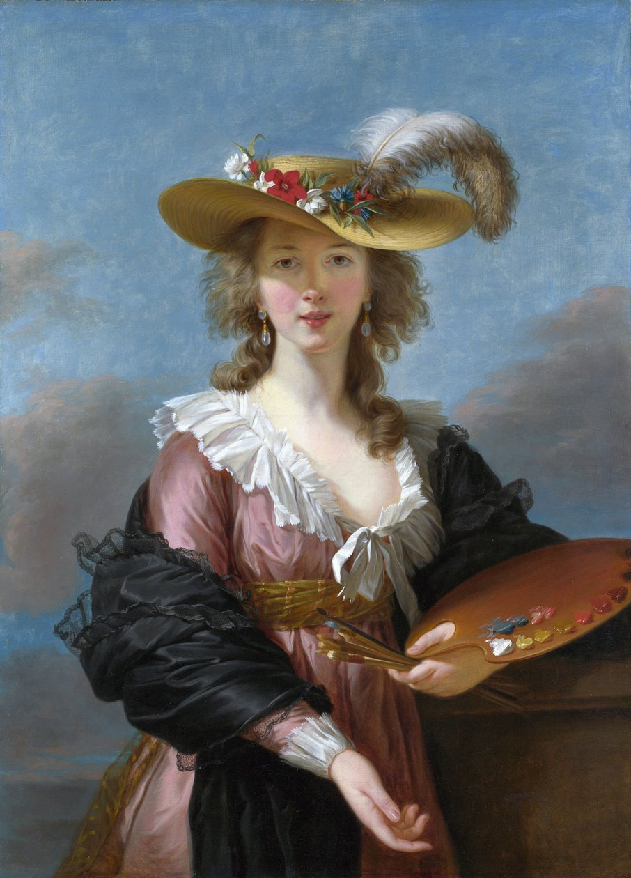 Omakuva olkihatussa tekijältä Elisabeth Louise Vigee Lebrun
