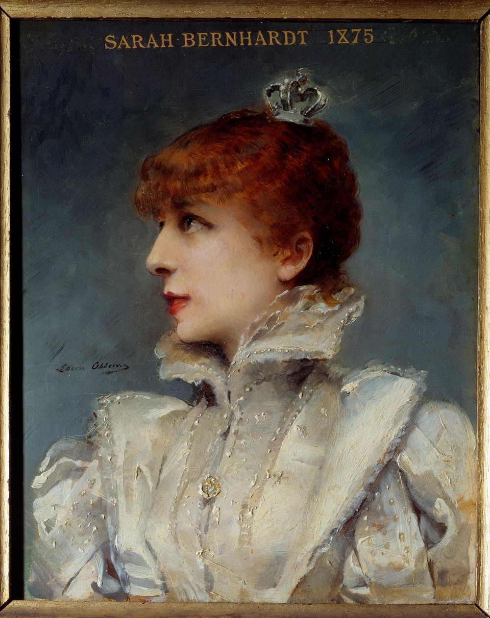 Henriette Rosine Bernardin muotokuva Comedie Francaise -seuran Sarah Bernhardtissa (1844-1923). Louise Abbeman (1858-1927) maalaus tekijältä Louise Abbéma