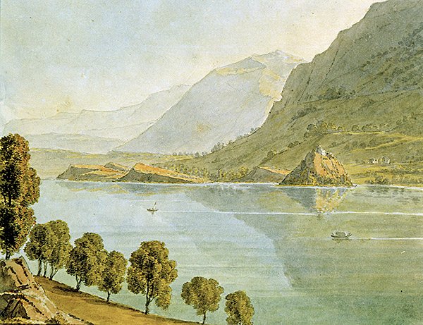Lake Bourget (akvarelli paperille) tekijältä Louise Cochelet