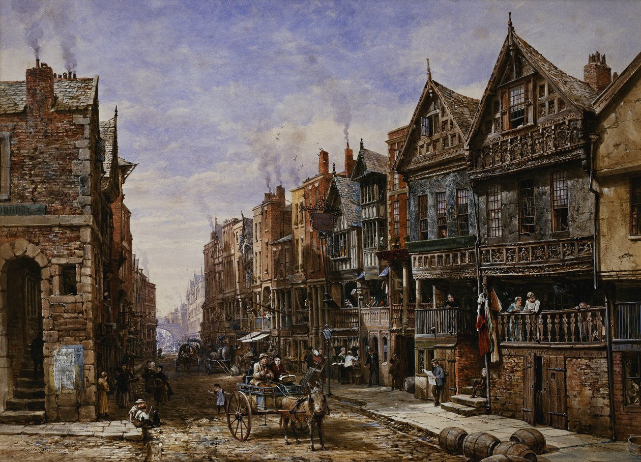 Chester: Watergate Street Crook Streetin kulmasta, Eastgate Beyond, tekijältä Louise Ingram Rayner