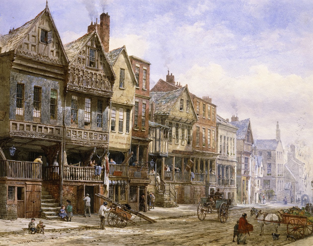 Watergate Street, Chester, Katse länteen, tekijältä Louise Ingram Rayner