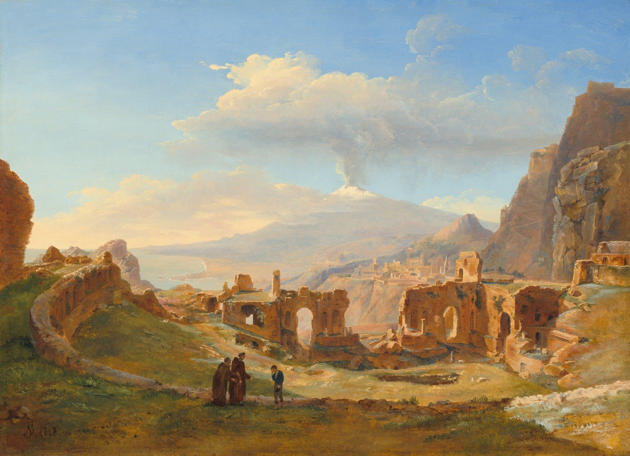 Roomalainen teatteri Taorminassa, 1828. tekijältä Louise Josephine Sarazin de Belmont