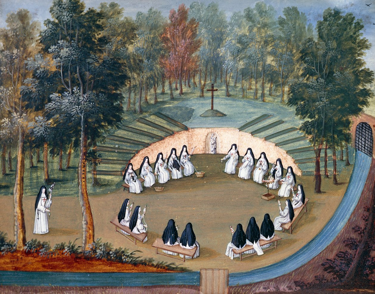 Port-Royal des Champs Abbey, nunnat tapaavat yksinäisyydessä Louise-Magdeleine Hortemels (1688-1767), Ranska tekijältä Louise Magdeleine Hortemels