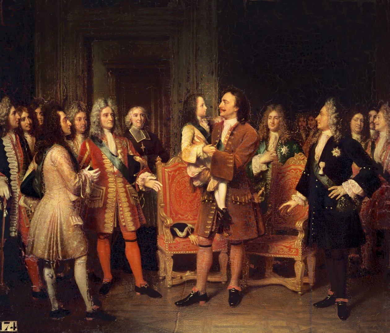 Ludvig XV (1710-74) Vierailemassa Pietari I:n (1672-1725) Suuren luona l