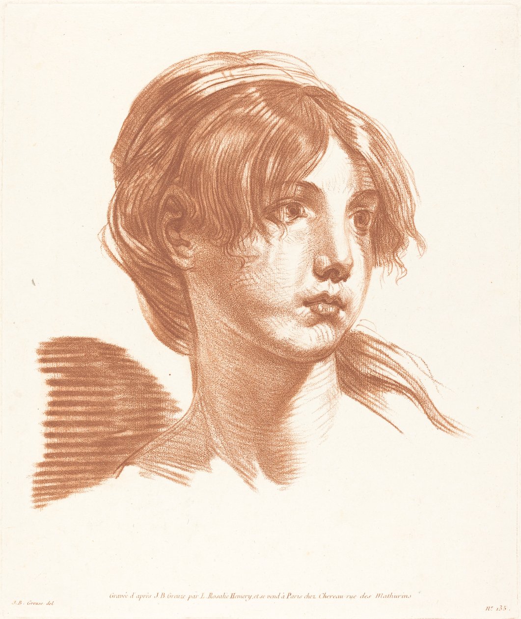 Tytön pää tekijältä Louise Rosalie Hémery after Jean Baptiste Greuze