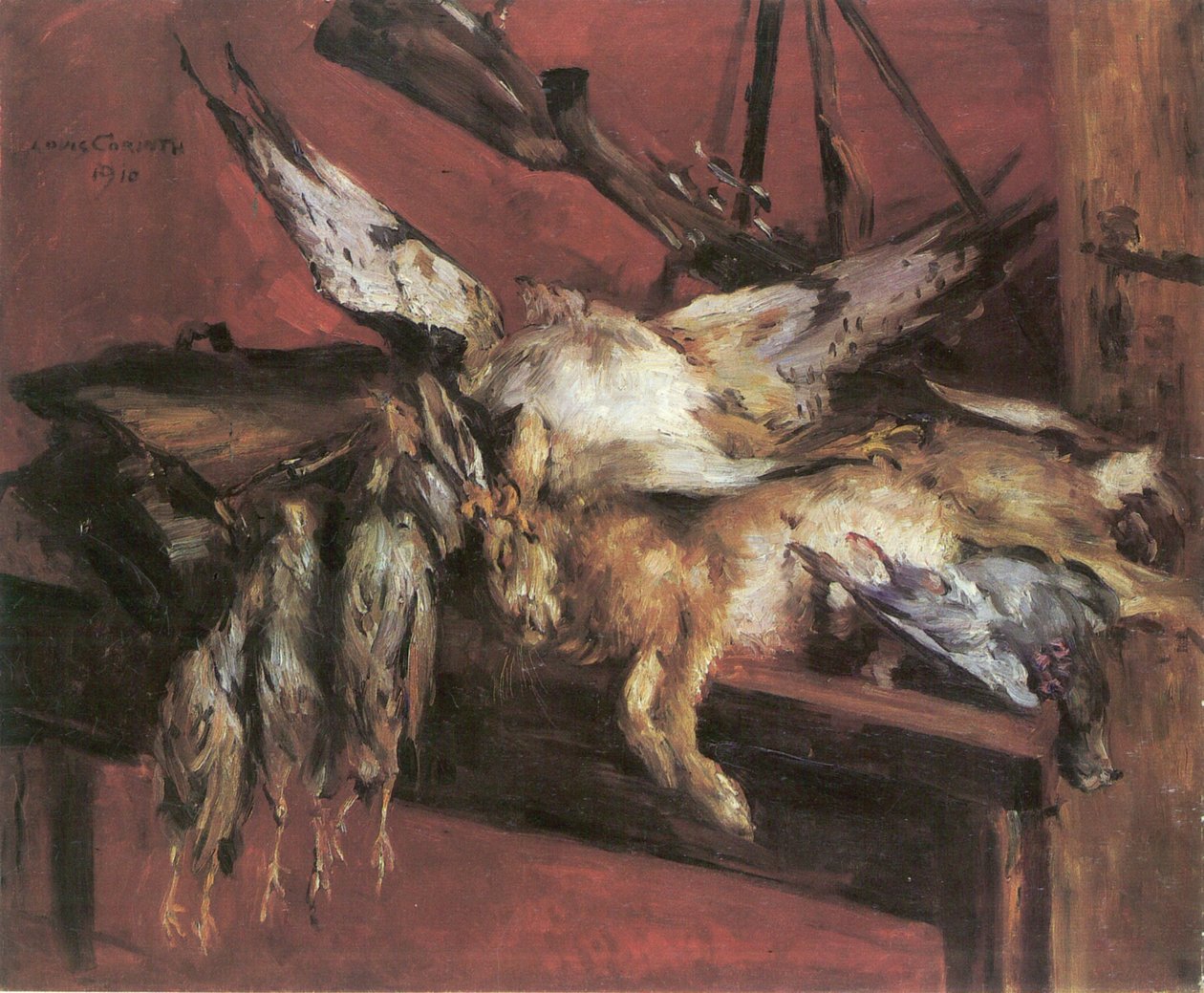 Jagdstillleben, Hase und Rebhuhnern tekijältä Lovis Corinth