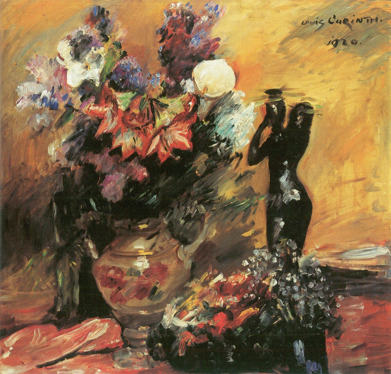 Kalla und Flieder mit Bronzefigurn tekijältä Lovis Corinth