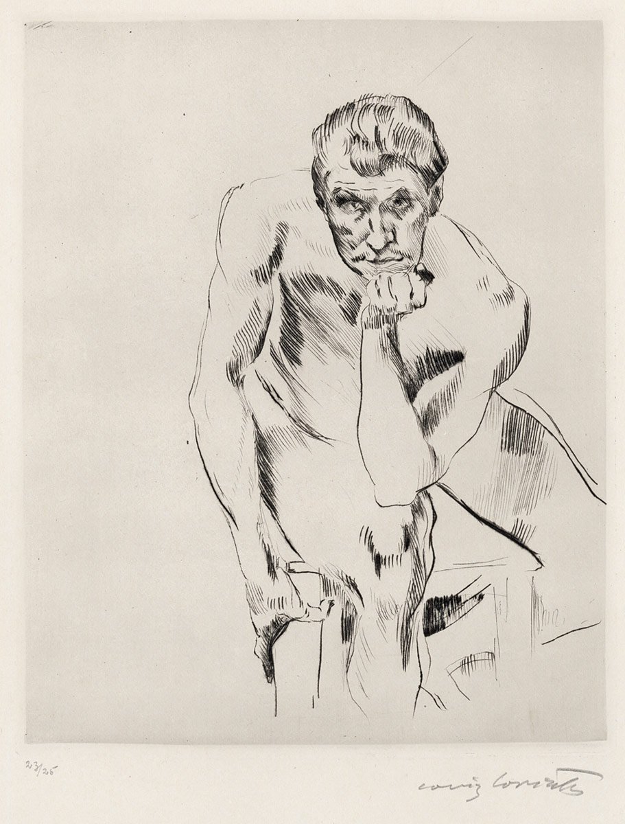 Sitzender mannlicher Akt, nachdenkendn tekijältä Lovis Corinth