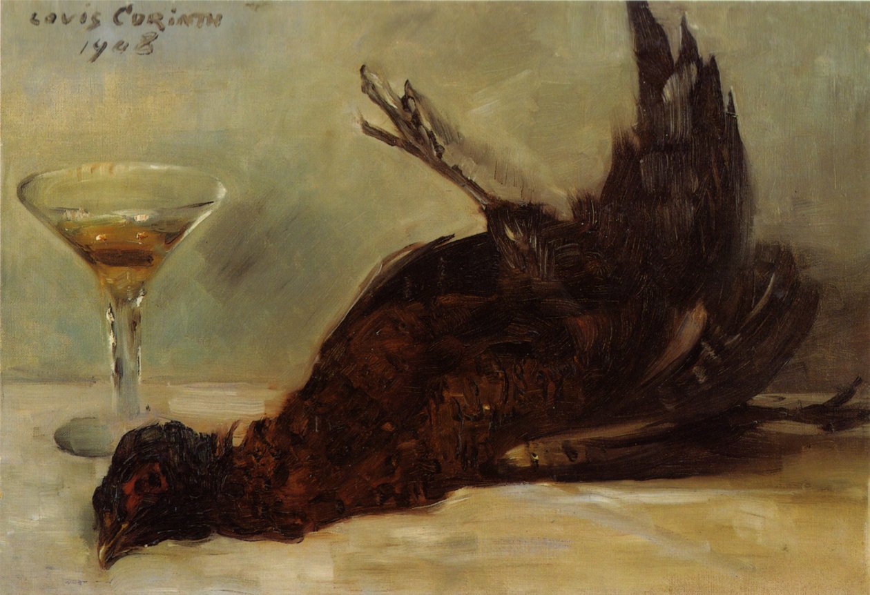 Stillleben mit Fasan und Weinglasn tekijältä Lovis Corinth