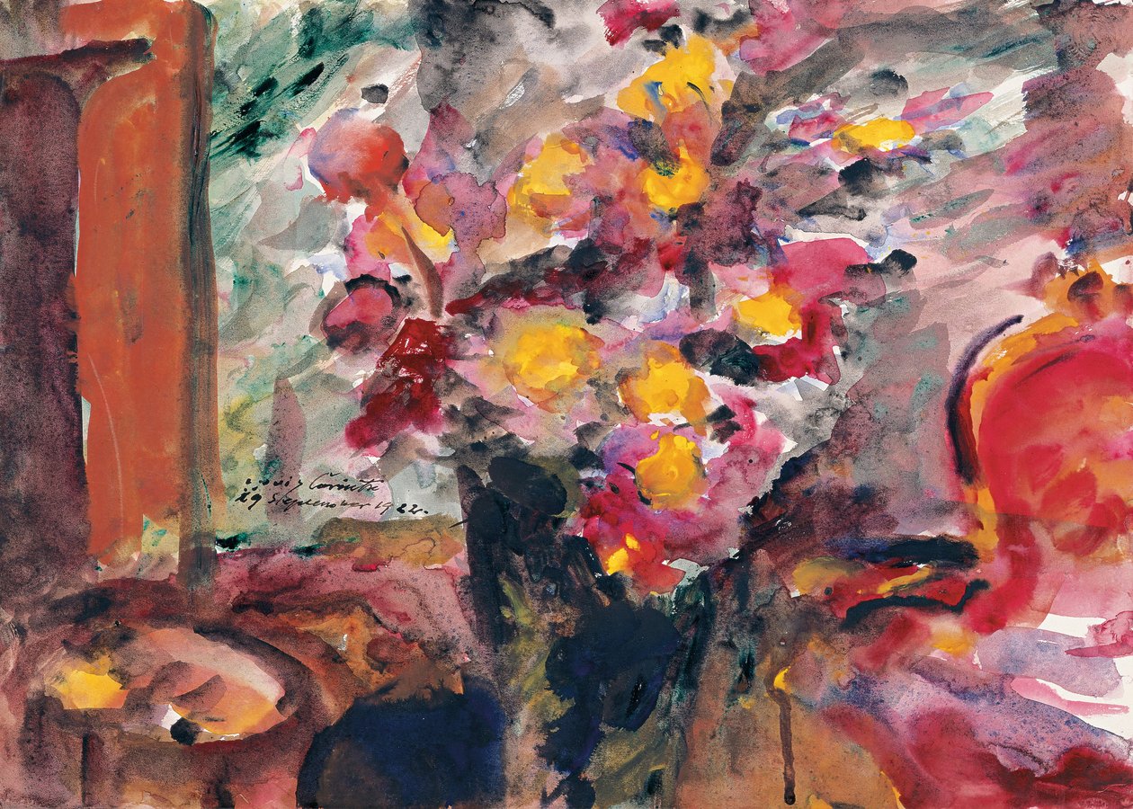 Kukkamaljakko pöydällä, 1922 tekijältä Lovis Corinth