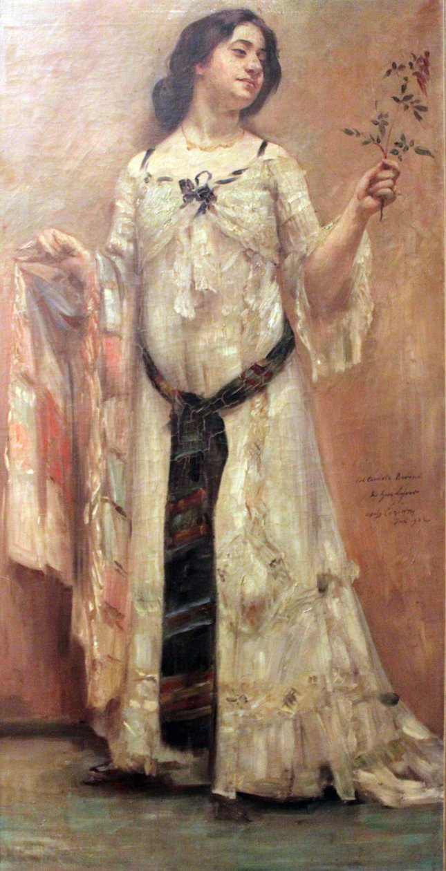 Muotokuva Charlotte Berend im weißen Kleid tekijältä Lovis Corinth