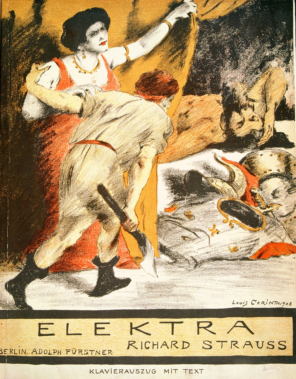 Etukappale Richard Straussin (1864-1949) Elektran pianolle 1908 (värilito) tekijältä Lovis Corinth