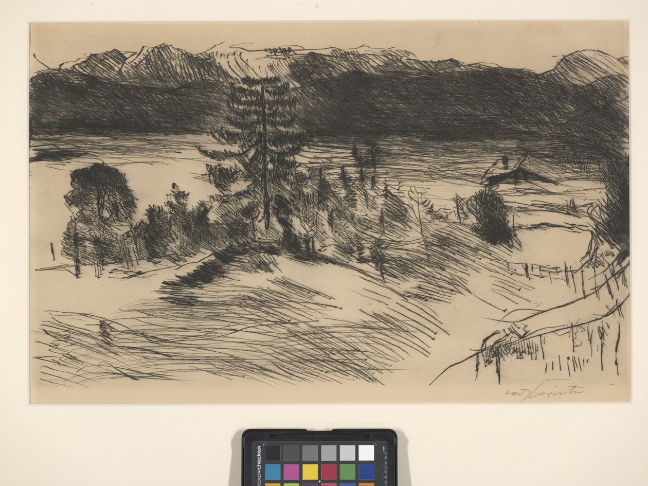 Suuri Walchenzee (etsaus ja kuivakärki) tekijältä Lovis (1858 1925) Corinth