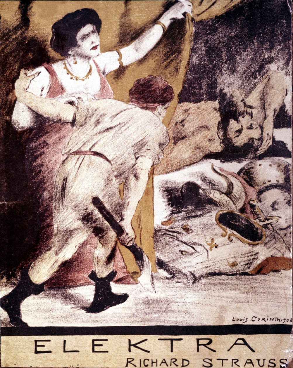 Richard Strauss, kuvitus Louis Corinthin kappaleesta "Elektra" vuonna 1908. yksityinen kokoelma Milano tekijältä Lovis  Corinth
