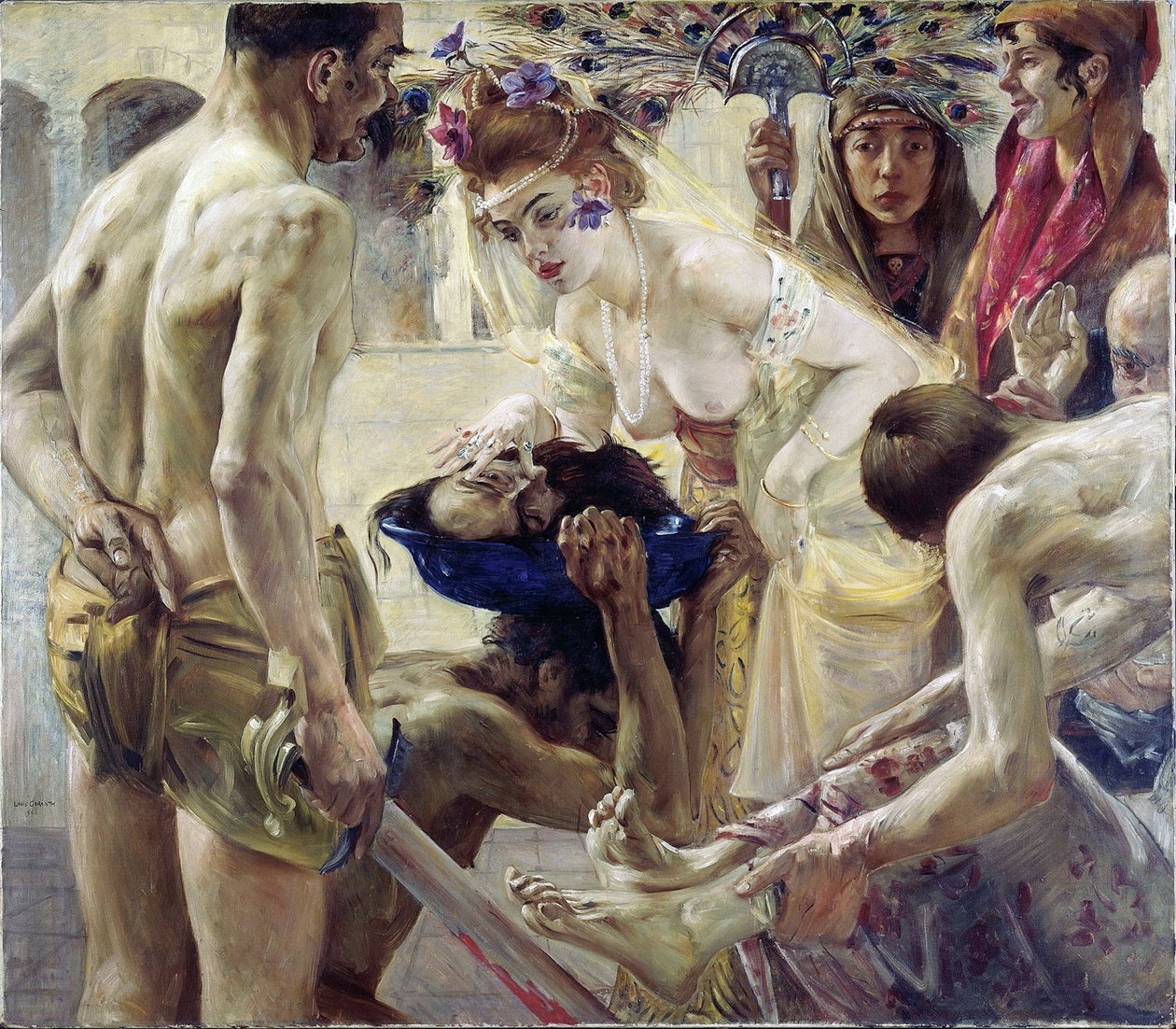 Salome. Tanssiasussa oleva raamatullinen sankaritar saa vadille pyhän Johannes Kastajan pään, jonka Herodes tarjoaa hänelle palkinnoksi hänen viehätysvoimastaan. Maalaus Lovis Corinth (1858-1925), öljy kankaalle tekijältä Lovis (1858 1925) Corinth