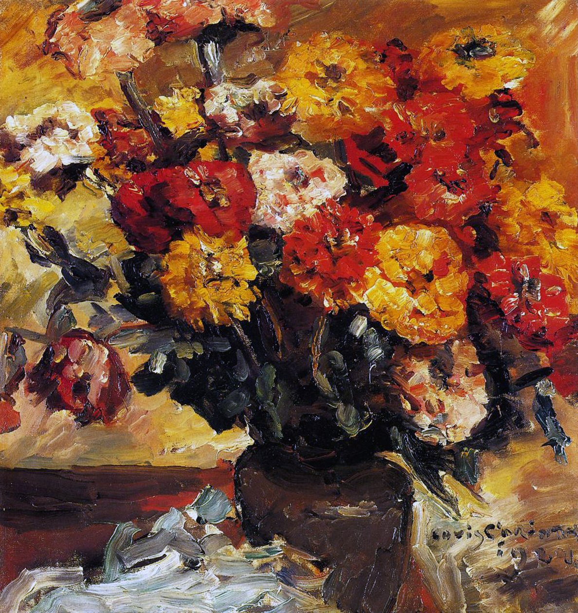 Zinniat maljakossa tekijältä Lovis  Corinth