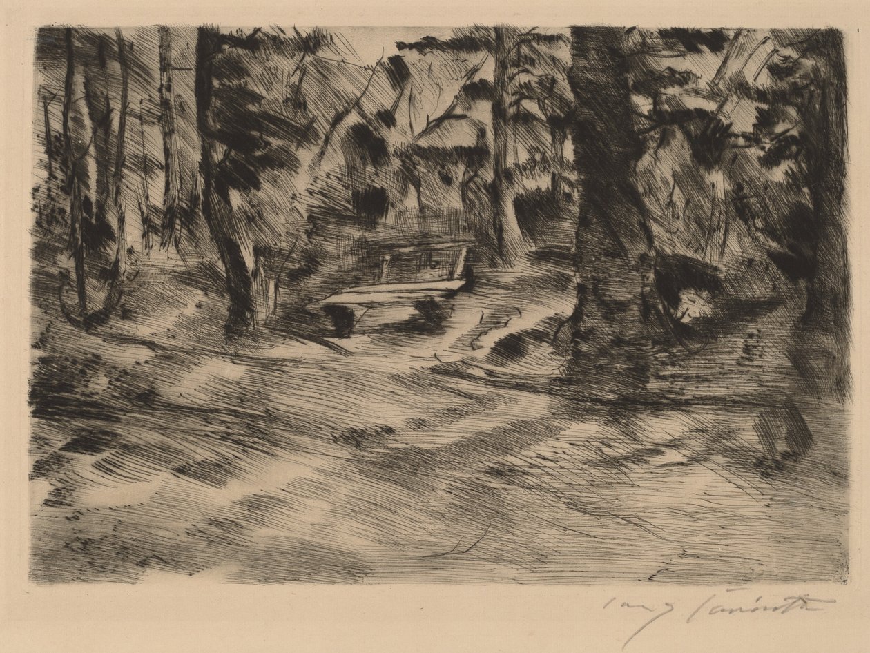 Bank im Walde II (Bench in the Woods II) tekijältä Lovis Corinth
