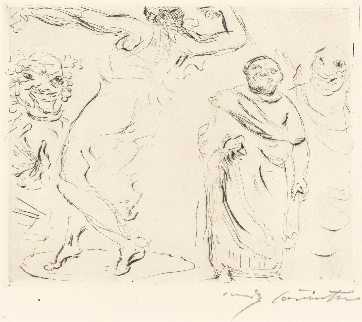 Trimalchion Gastmahl: pl. XI Trimalchion juhlat: pl. XI, 1919. tekijältä Lovis Corinth