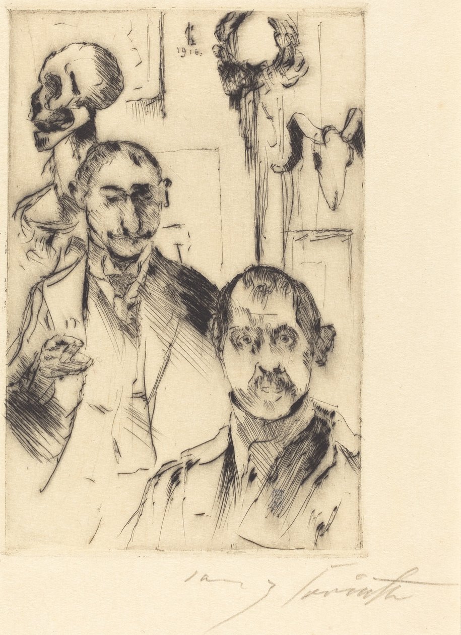 Kaksoismuotokuva luurangolla, 1916. tekijältä Lovis Corinth