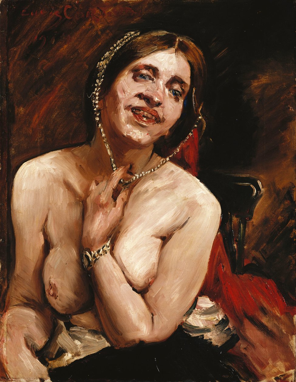 Nainen alaston nojatuolissa tekijältä Lovis Corinth